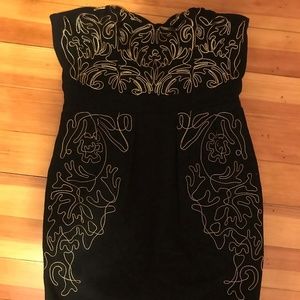 Black & Gold Strapless Urban Outfitters Dress